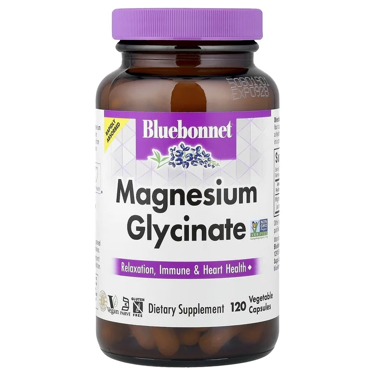 Bluebonnet Nutrition, Глицинат магния, 120 растительных капсул (100 мг на капсулу)