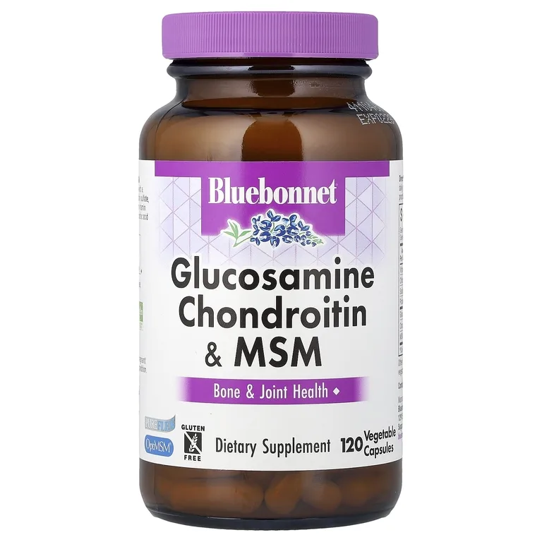 Bluebonnet Nutrition, Глюкозамин, хондроитин и МСМ, 120 растительных капсул