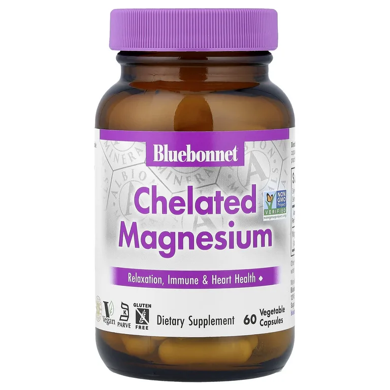 Bluebonnet Nutrition, Хелатный магний, 60 растительных капсул (100 мг на капсулу)