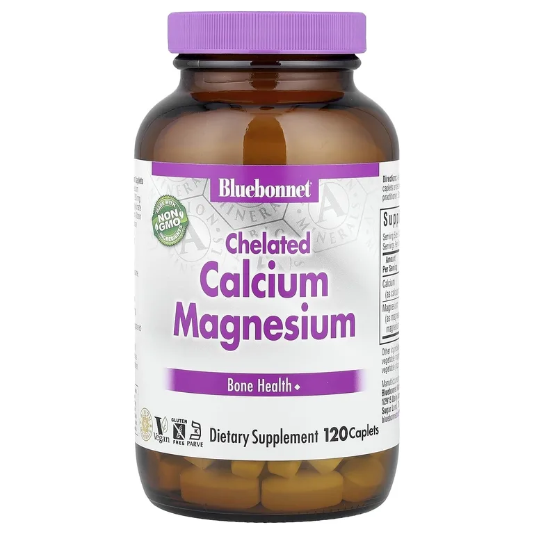 Bluebonnet Nutrition, хелаты магния и кальция, 120 таблеток