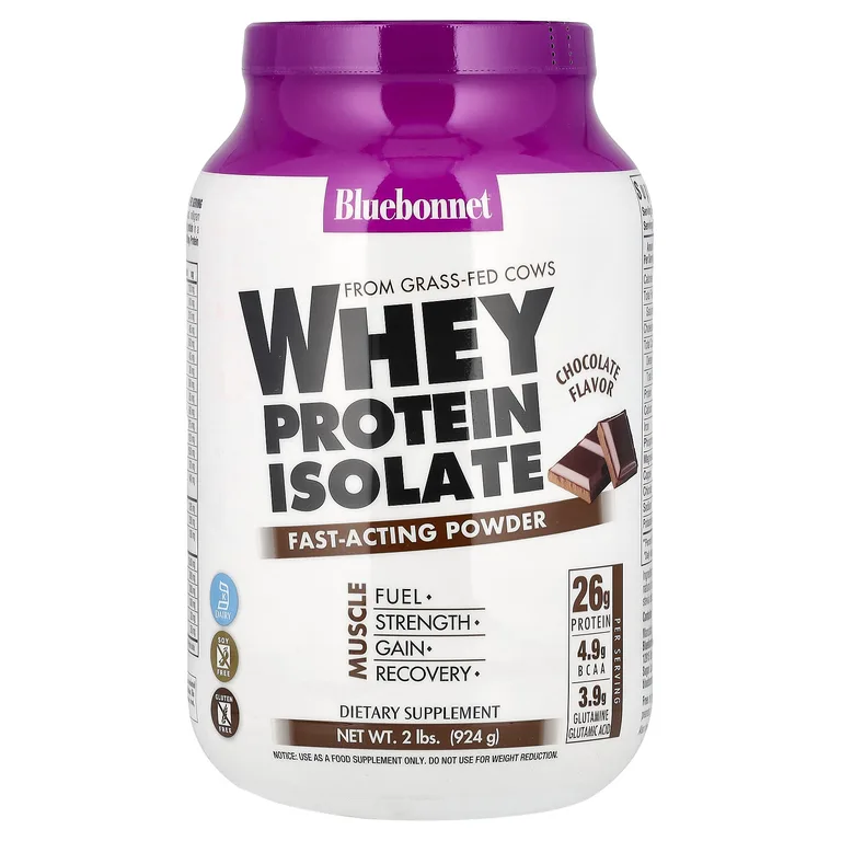 Bluebonnet Nutrition, Изолят сывороточного белка, натуральный шоколад, 924 г (2 фунта)