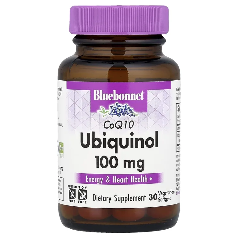 Bluebonnet Nutrition, коэнзим Q10, убихинол, 100 мг, 30 вегетарианских капсул