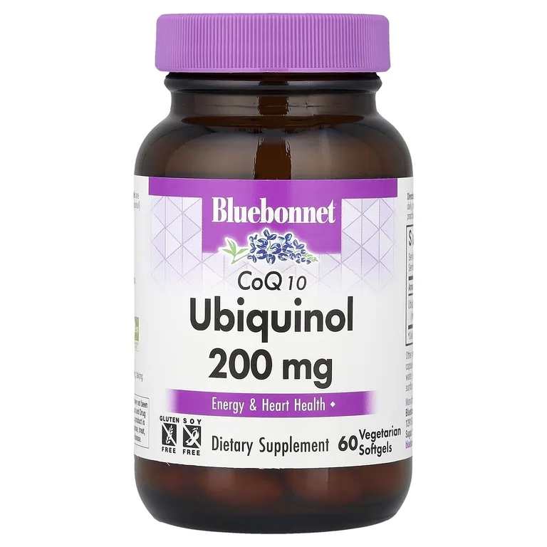 Bluebonnet Nutrition, коэнзим Q10, убихинол, 200 мг, 60 вегетарианских капсул