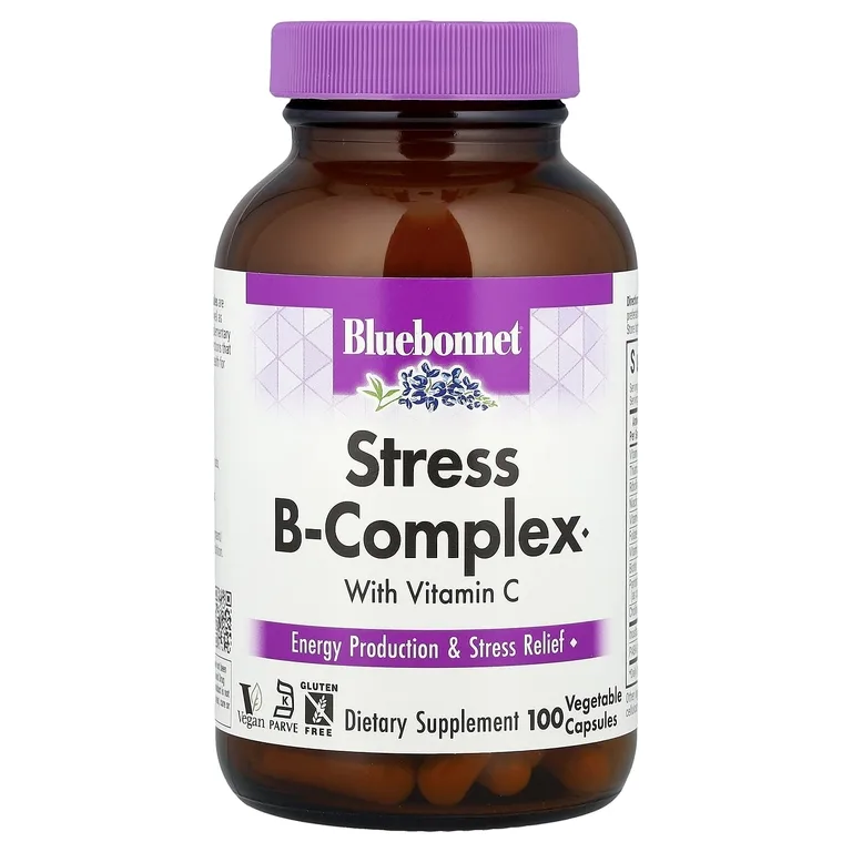 Bluebonnet Nutrition, комплекс витаминов группы B для борьбы со стрессом, 100 растительных капсул