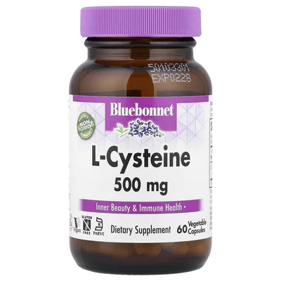 Bluebonnet Nutrition, L-цистеин, 500 мг, 60 растительных капсул