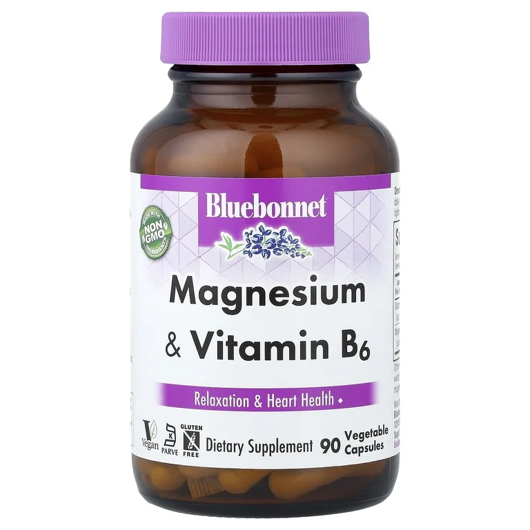 Bluebonnet Nutrition, магний и витамин B6, 90 растительных капсул