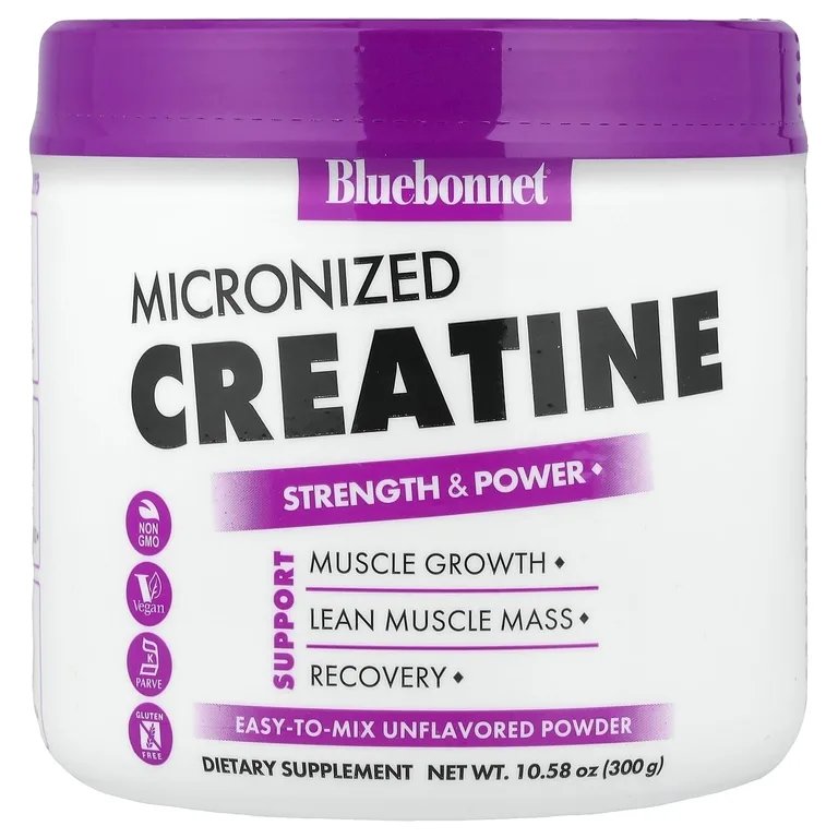 Bluebonnet Nutrition, микронизированный креатин в порошке, без добавок, 300 г (10,58 унции)