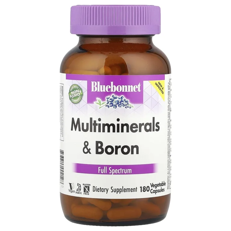 Bluebonnet Nutrition, мультиминералы и бор, 180 вегетарианских капсул