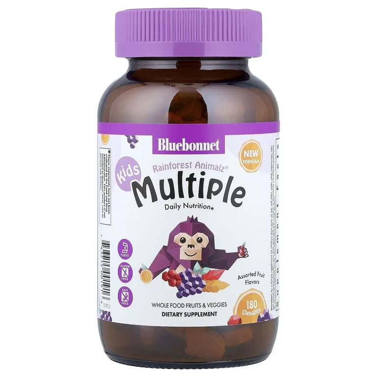 Bluebonnet Nutrition, мультивитамины для детей, фруктовое ассорти, 180 жевательных таблеток