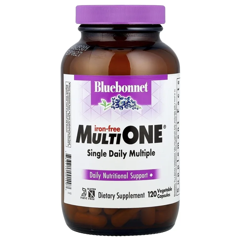 Bluebonnet Nutrition, мультивитамины для приема один раз в день, без железа, 120 растительных капсул