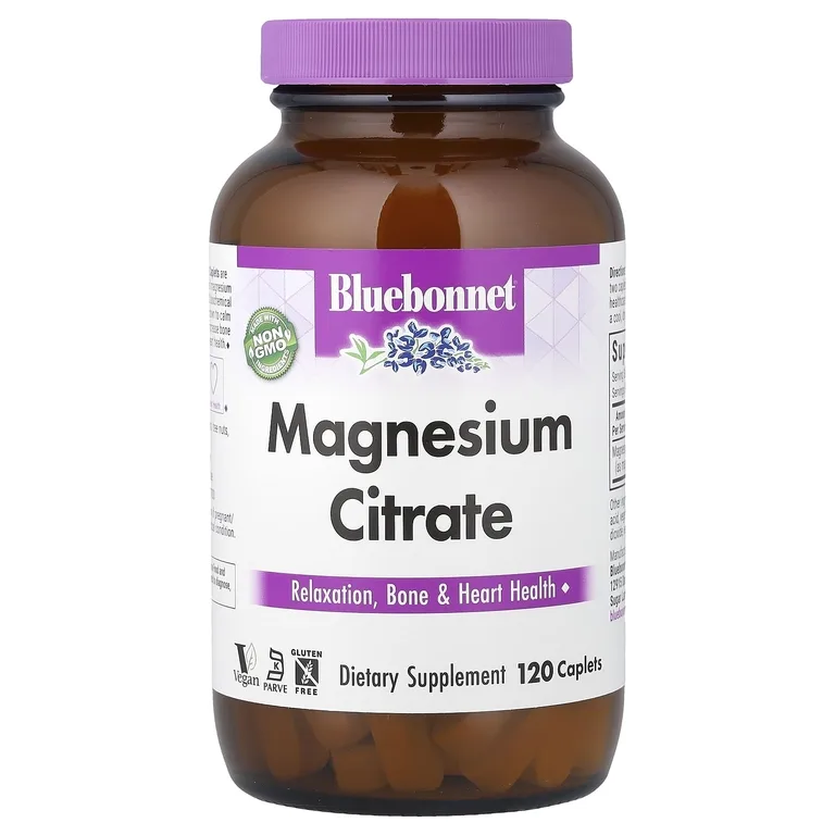 Bluebonnet Nutrition, цитрат магния, 120 капсуловидных таблеток (200 мг в 1 таблетке)