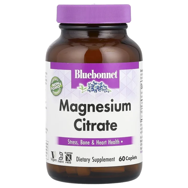 Bluebonnet Nutrition, цитрат магния, 60 капсуловидных таблеток (200 мг в 1 шт.)