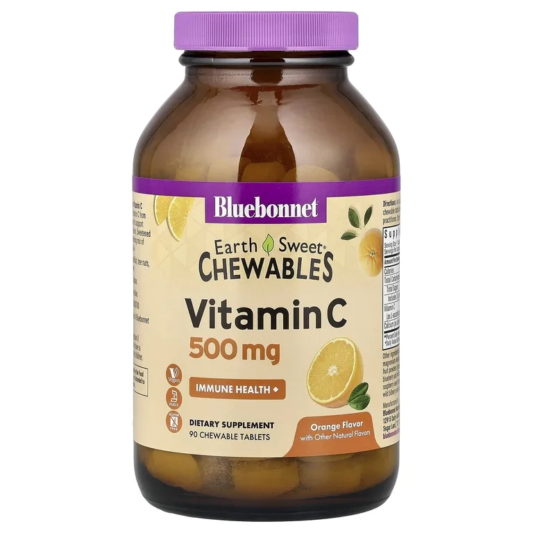 Bluebonnet Nutrition, жевательные таблетки витамина C, апельсин, 90 жевательных таблеток