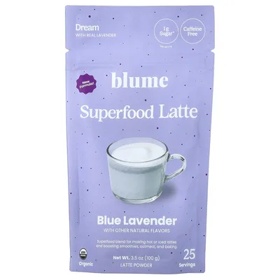 Blume, латте с суперфудами, голубая лаванда, без кофеина, 100 г (3,5 унции)