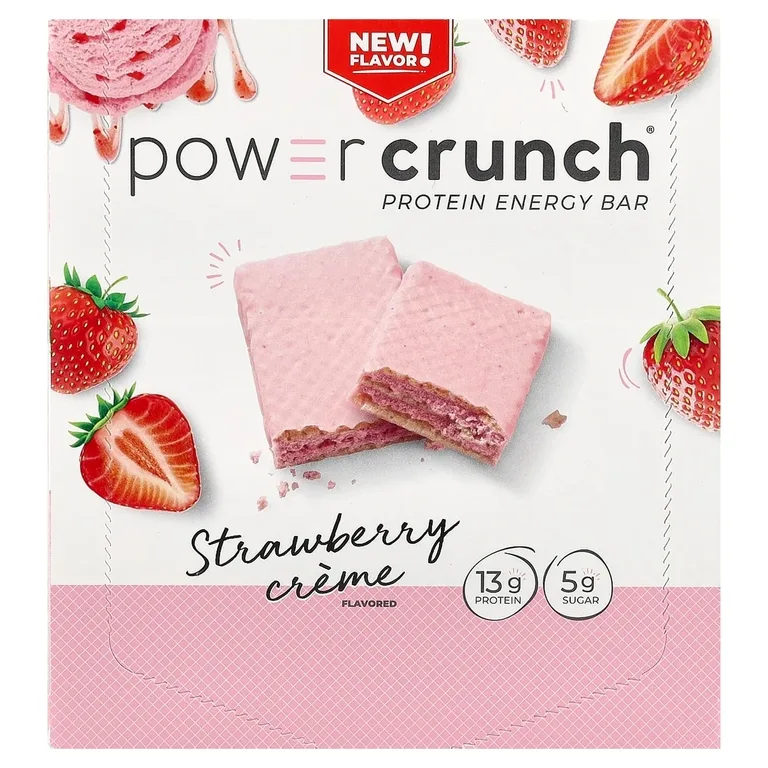 BNRG, Power Crunch®, протеиновый батончик, с клубничным кремом, 12 батончиков по 40 г (1,4 унции)