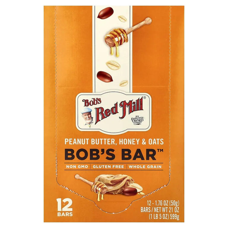 Bob's Red Mill, Bob's Bar™, арахисовая паста, мед и овсянка, 12 батончиков по 50 г (1,76 унции)