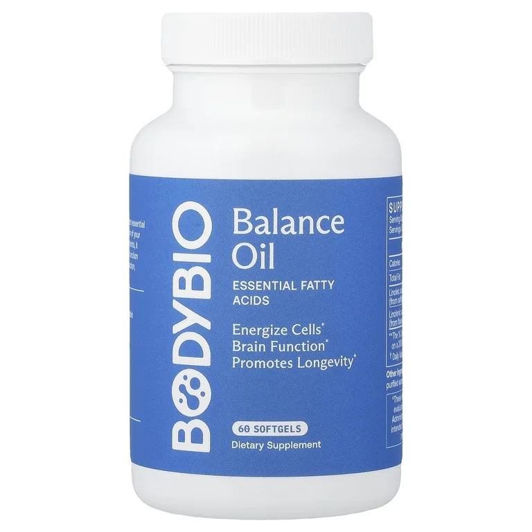 BodyBio, Balance Oil, незаменимые жирные кислоты, 60 капсул