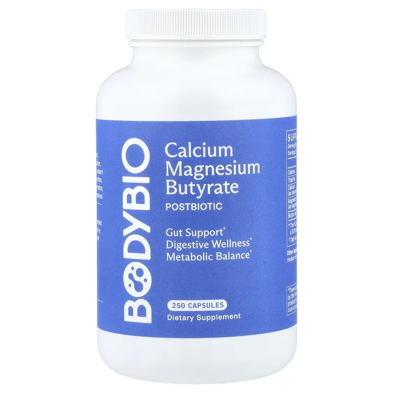 BodyBio, бутират кальция и магния, 250 капсул