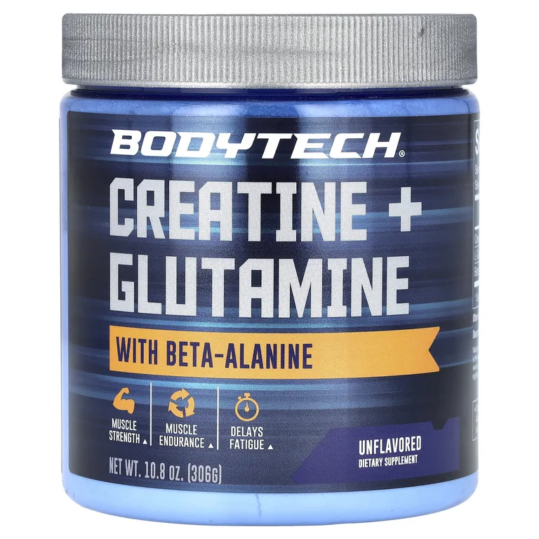 BodyTech, креатин и глутамин с бета-аланином, без добавок, 306 г (10,8 унции)