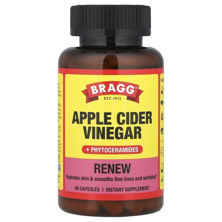 Bragg, Renew, яблочный уксус с фитокерамидами, 90 капсул