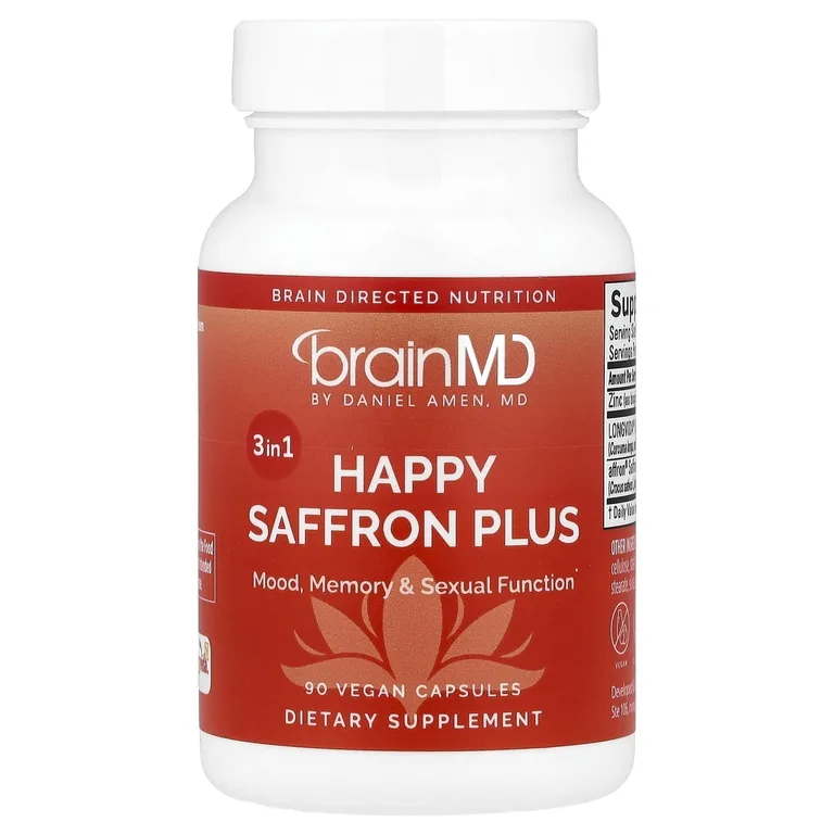 BrainMD, Happy Saffron Plus, 90 веганских капсул
