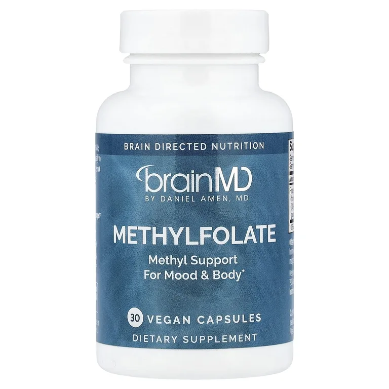 BrainMD, метилфолат, 30 веганских капсул (5000 мкг в капсуле)
