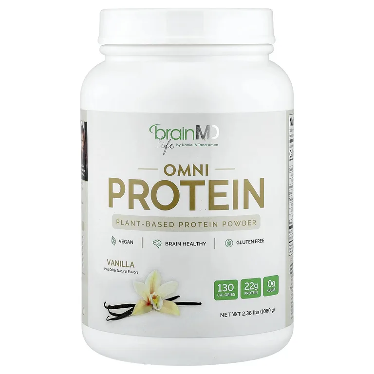BrainMD, Omni Protein, протеиновый порошок из растительных ингредиентов, со вкусом ванили, 1080 г (2,38 фунта)