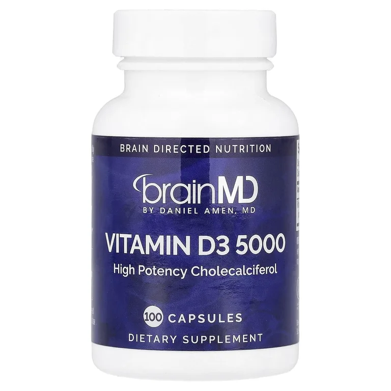 BrainMD, Витамин D3 5000, 100 капсул (125 мкг (5000 МЕ) в капсуле)