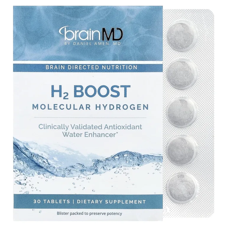 BrainMD, заряд H2, молекулярный водород, 30 таблеток (80 мг в 1 таблетке)