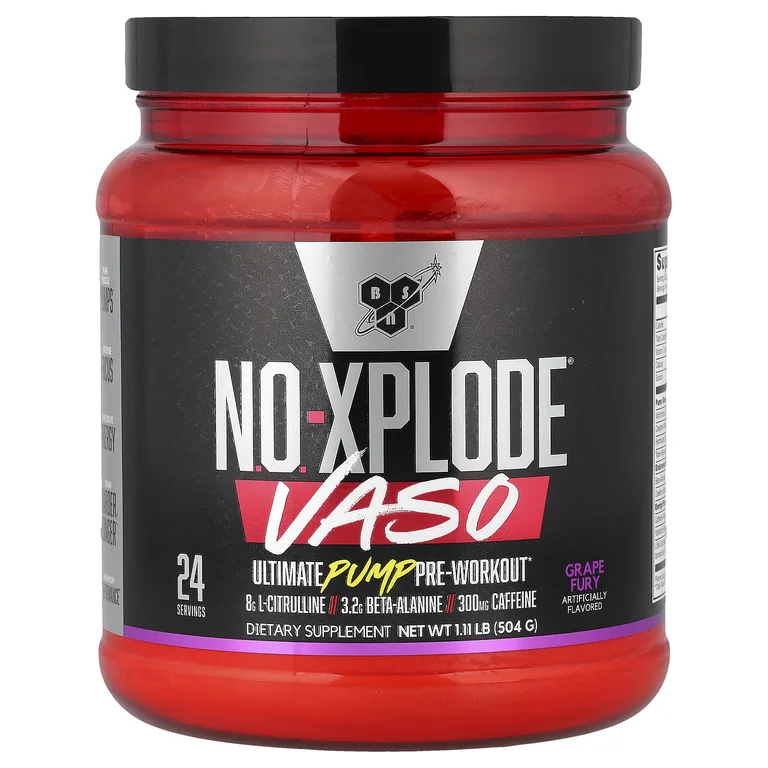 BSN, No-Xplode® VASO, предтренировочный комплекс для прокачки мышц, со вкусом винограда, 504 г (1,11 фунта)