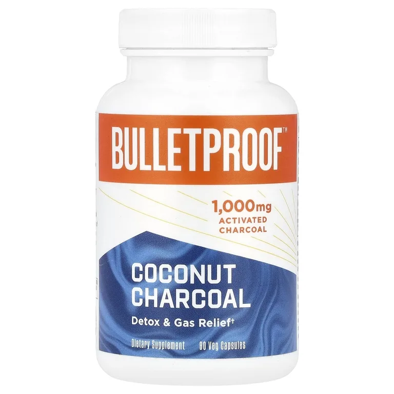 BulletProof, кокосовый уголь, для детоксикации и газообразования, 90 растительных капсул (500 мг в 1 капсуле)