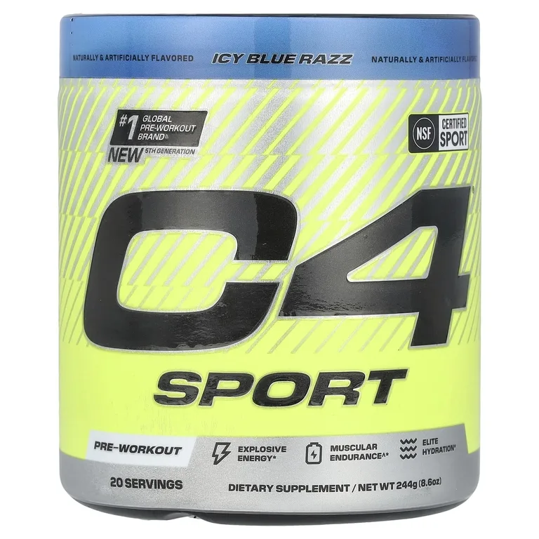 C4 / Cellucor, C4® Sport, предтренировочный комплекс, со вкусом голубой малины, 244 г (8,6 унции)
