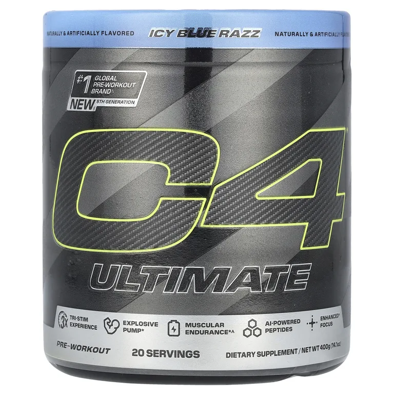 C4 / Cellucor, C4® Ultimate, предтренировочная добавка, со вкусом голубой малины, 400 г (14,1 унции)