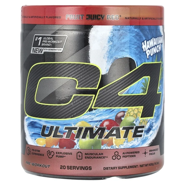 C4 / Cellucor, C4® Ultimate, предтренировочный комплекс, Hawaiian Punch® Fruit Juicy Red®, 406 г (14,3 унции)