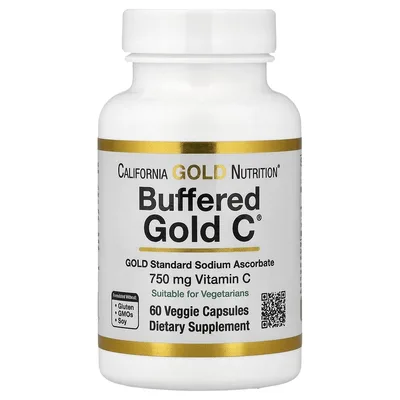 California Gold Nutrition, аскорбат натрия (витамин C), 60 растительных капсул