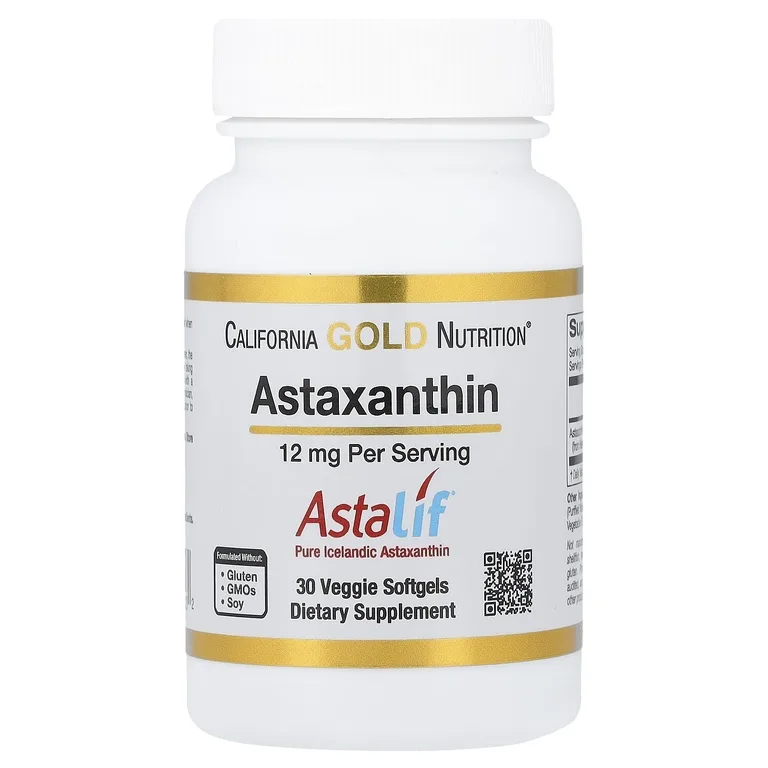 California Gold Nutrition, астаксантин, чистый исландский продукт, 12 мг, 30 растительных желатиновых капсул
