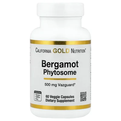 California Gold Nutrition, Bergamot Phytosome, фитосома бергамота с экстрактом бергамота, 500 мг, 60 растительных капсул