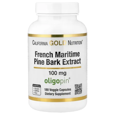 California Gold Nutrition, Экстракт коры французской приморской сосны Oligopin®, 100 мг, 180 растительных капсул