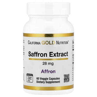 California Gold Nutrition, экстракт шафрана с Affron®, 28 мг, 60 растительных капсул