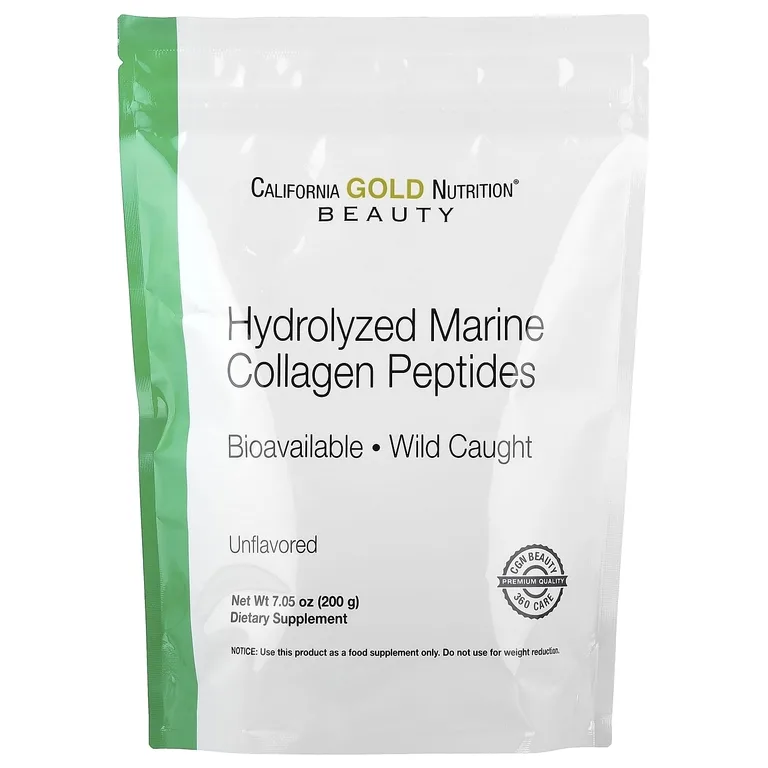 California Gold Nutrition, гидролизованные пептиды морского коллагена, без добавок, 200 г