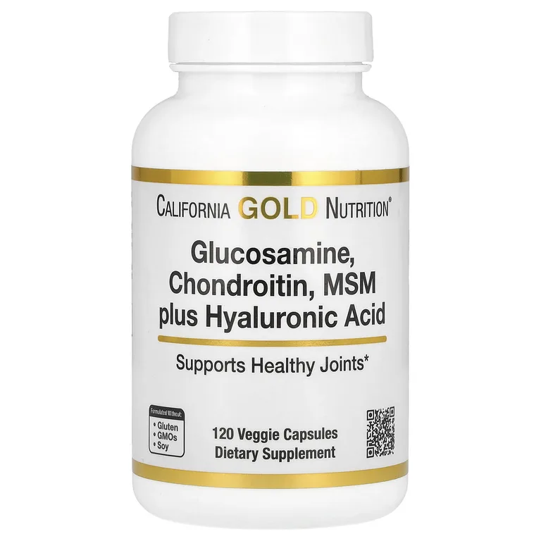 California Gold Nutrition, Глюкозамин, хондроитин и МСМ с гиалуроновой кислотой, 120 растительных капсул
