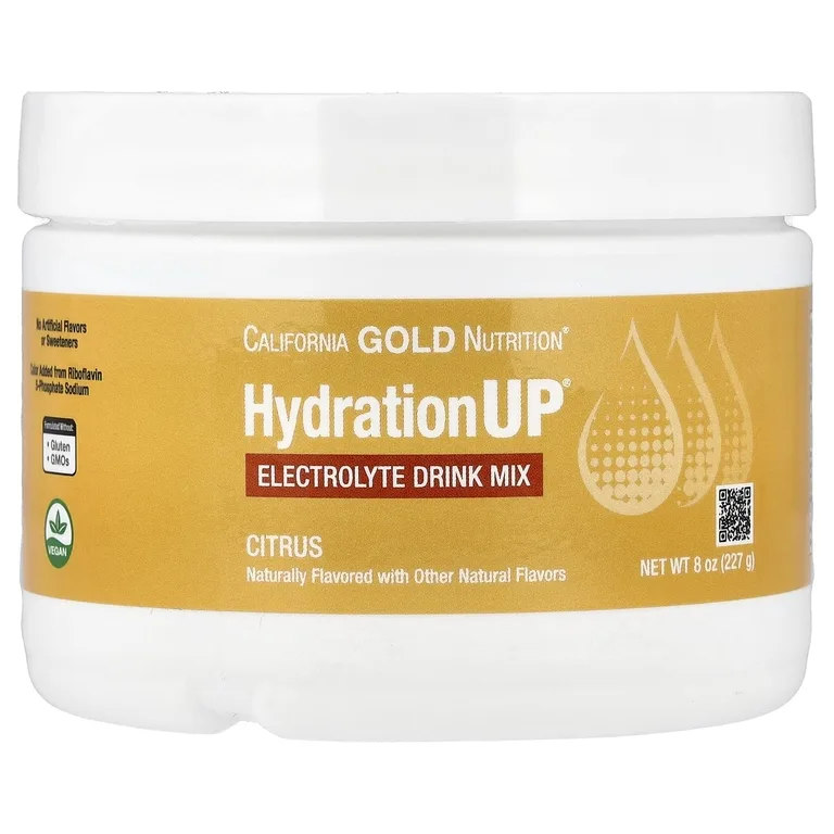 California Gold Nutrition, HydrationUP®, смесь для приготовления напитка с электролитами, с кальцием, калием, витаминами C и E, со вкусом цитрусовых, 227 г (8 унций)