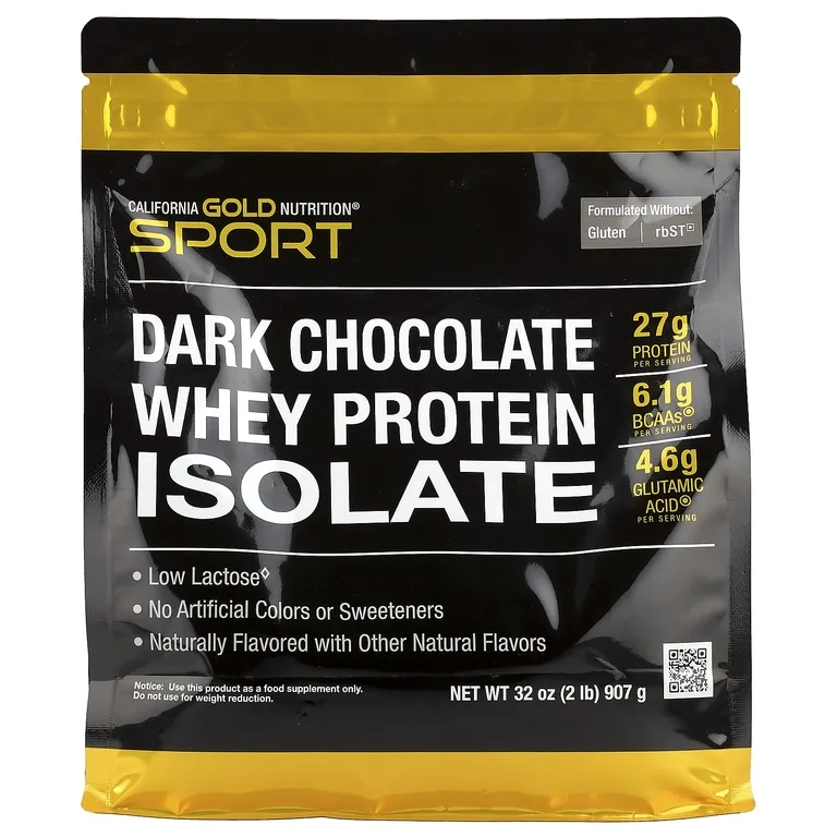 California Gold Nutrition, изолят сывороточного протеина со вкусом тёмного шоколада, 907 г (2 фунта)