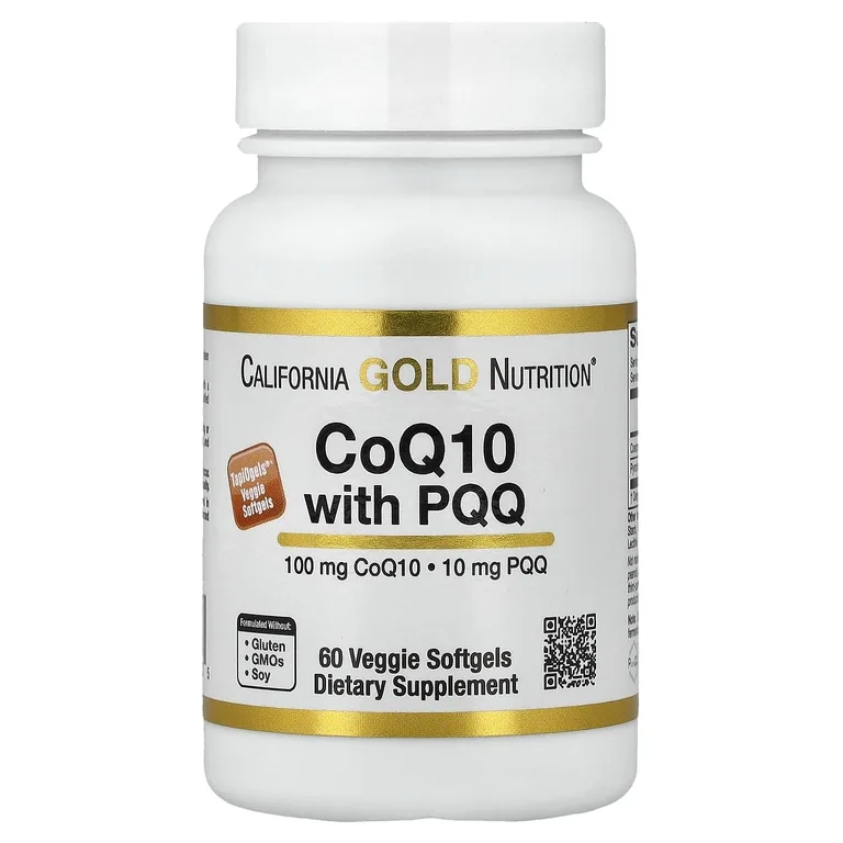 California Gold Nutrition, коэнзим Q10 с PQQ, убихинон класса USP, в растительных капсулах из тапиоки с подсолнечным лецитином, 100 мг, 60 растительных капсул