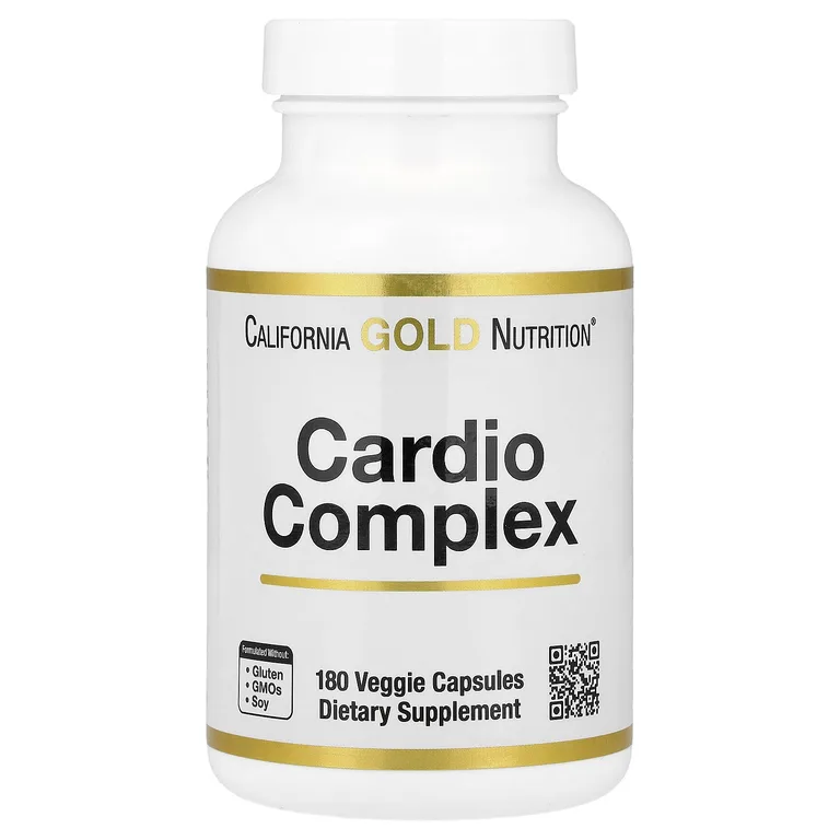 California Gold Nutrition, комплекс для здоровья сердца со смесью CardioAmino, смесью CardioPhyto и коэнзимом Q10, 180 растительных капсул