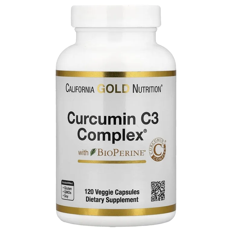 California Gold Nutrition, комплекс куркумина из куркумы с экстрактом чёрного перца, повышенная биодоступность, 120 растительных капсул