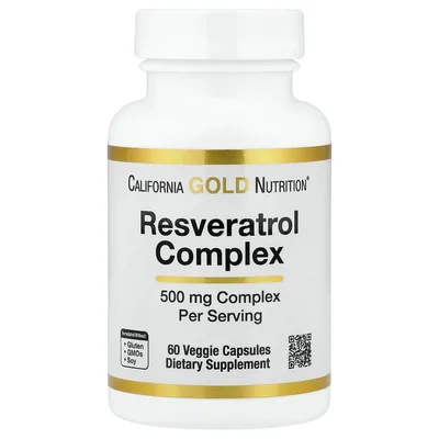 California Gold Nutrition, комплекс с ресвератролом, 60 растительных капсул