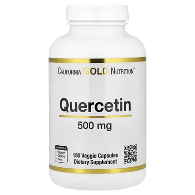 California Gold Nutrition, кверцетин, 500 мг, 180 растительных капсул