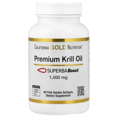 California Gold Nutrition, Масло криля премиального качества с SUPERBABoost®, 1000 мг, 60 капсул из рыбьего желатина