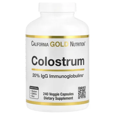 California Gold Nutrition, молозиво с 20% иммуноглобулинов IgG, 240 растительных капсул